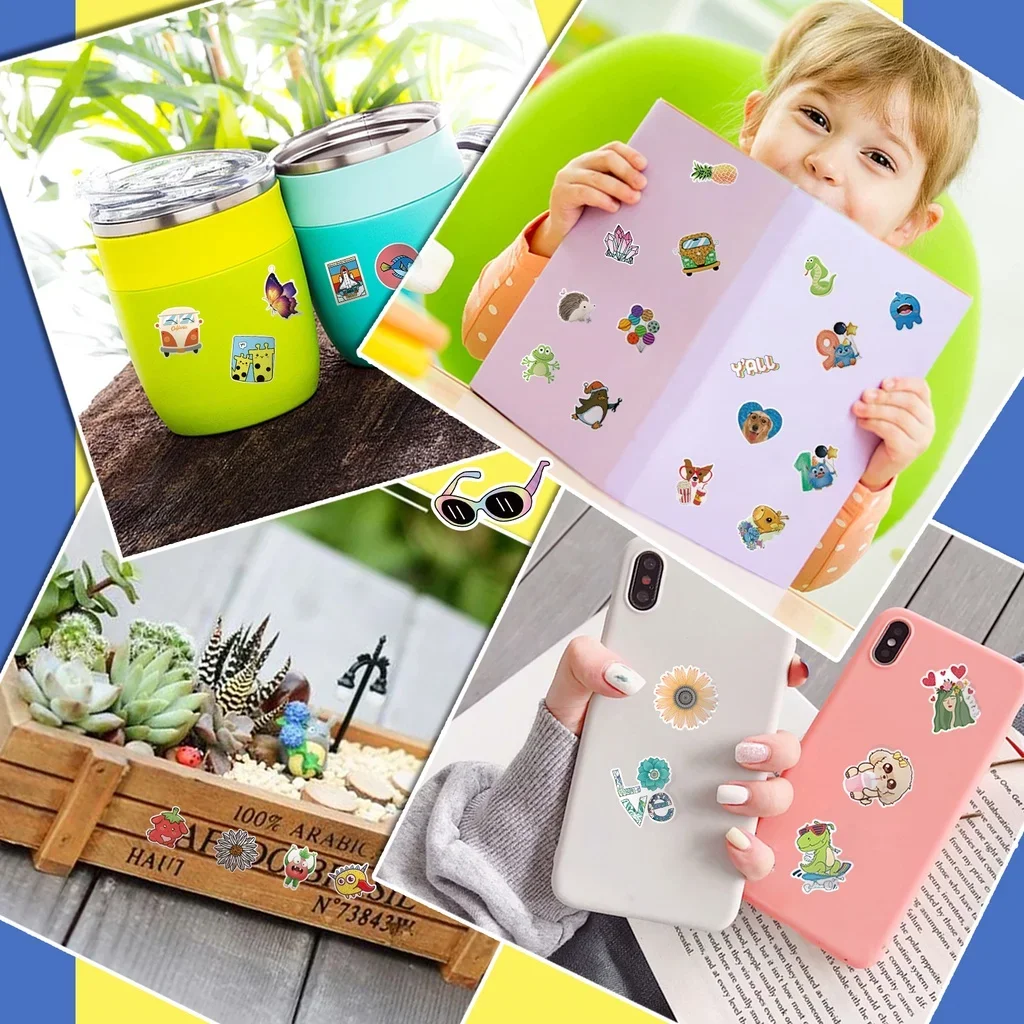 8/4/2 ورقة صغيرة متعددة لطيف الكرتون نمط عشوائي غير متكررة مقاوم للماء الكتابة على الجدران ملصقات لحساب اليد مقلمة الشارات #4