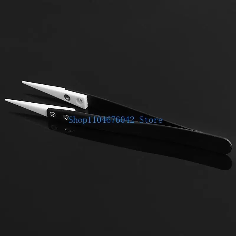 652F Ceramic Tips Tweezers Stainless Steel Handle Straight Aimed Tweezers For Coils
