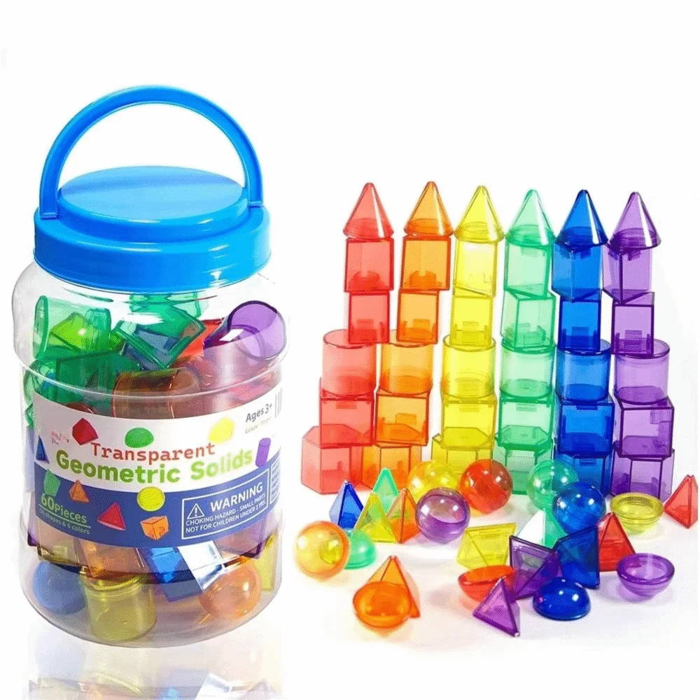 รูปทรงเรขาคณิตหลากสีสัน ของเล่นเสริมพัฒนาการเด็กก่อนวัยเรียน แบบโปร่งใส  แบบมอนเตสซอรี่  ช่วยสอนเรื่องรูปทรงเรขาคณิต  วัสดุการเรียนการสอน  สำหรับการศึกษาปฐมวัย