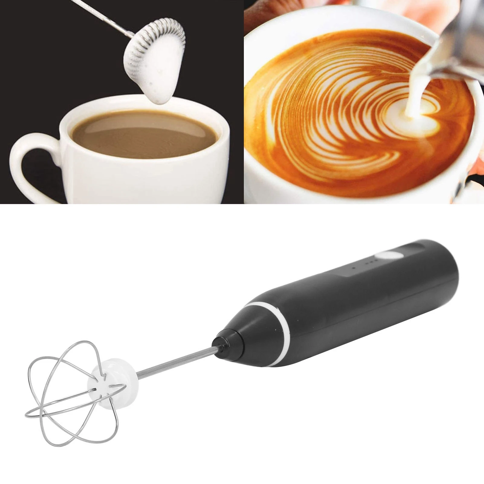 コードレス電動ミルク泡立て器自動クリームブレンダー、コーヒードリンクショップ用の2つのエッグビーターヘッド付き