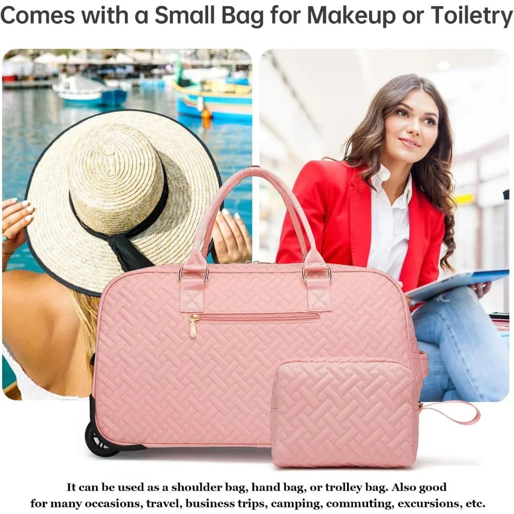 Tas Duffel Perjalanan Wanita dengan Kompartemen Sepatu, Tas Jinjing Akhir Pekan untuk Menginap, Termasuk Tas Perlengkapan Mandi, Tas Olahraga untuk Barang Basah