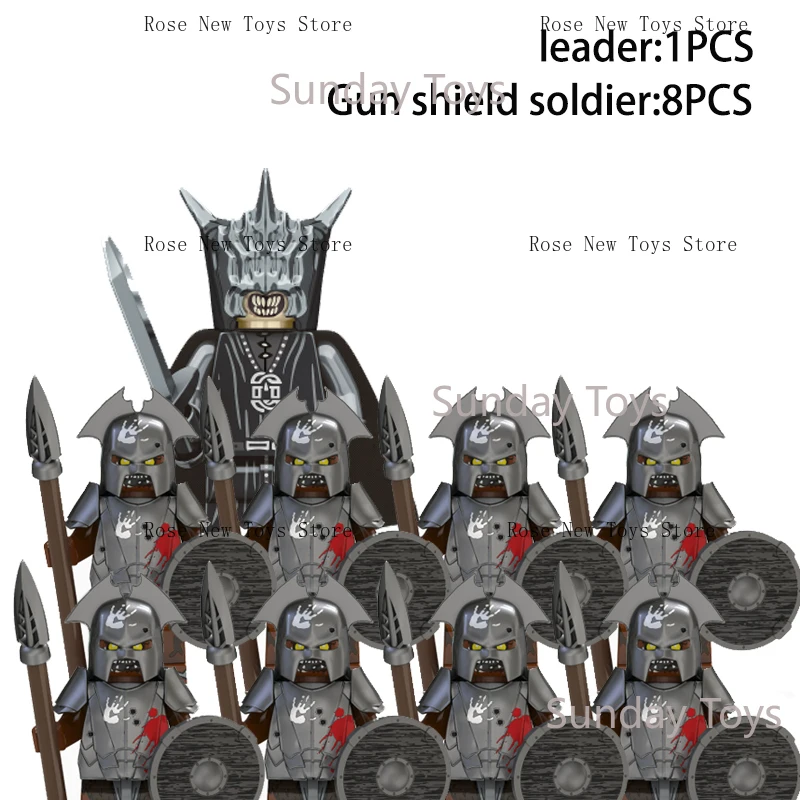 

9PCSDIY Medieval Elf Soldiers Guard Action Doll Mini Building Block Doll Assembly Building Block MOC Children's Toy