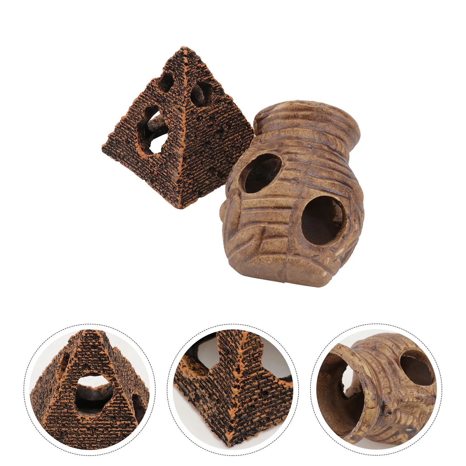 

2Pcs Ceramic Fish Tank Adornments Colorfast Aquarium Ornament Creative Landscape Decorative Hideaway for Fish Reptiles