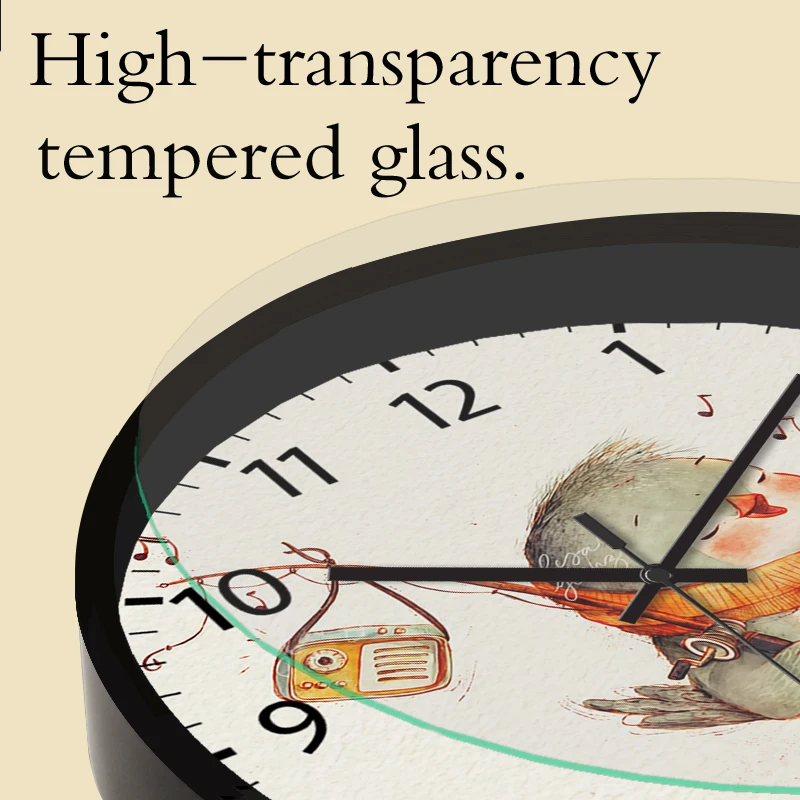 ساعة حائط معلقة صامتة على شكل طائر صغير كرتوني على مهل، مناسبة لغرفة المعيشة والمدرسة وغرفة الدراسة وغرفة النوم وهدية للأطفال