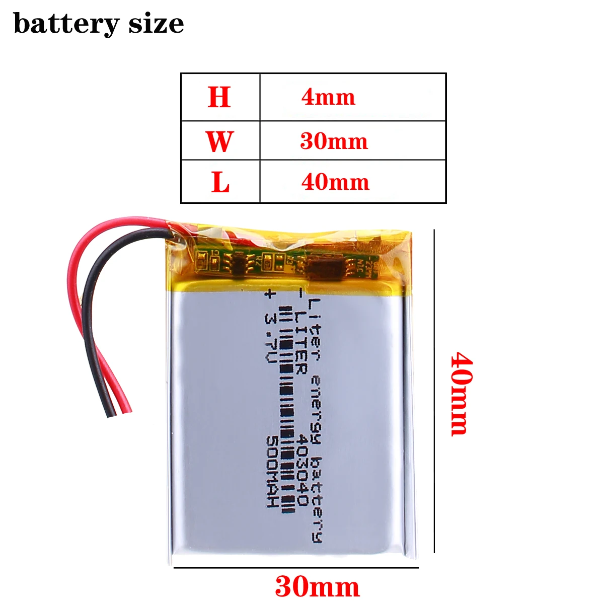 Best Battery Brand 3.7V 500mAh 403040 Rechargeable Polymer Lithium Battery for GPS Bluetooth Headset