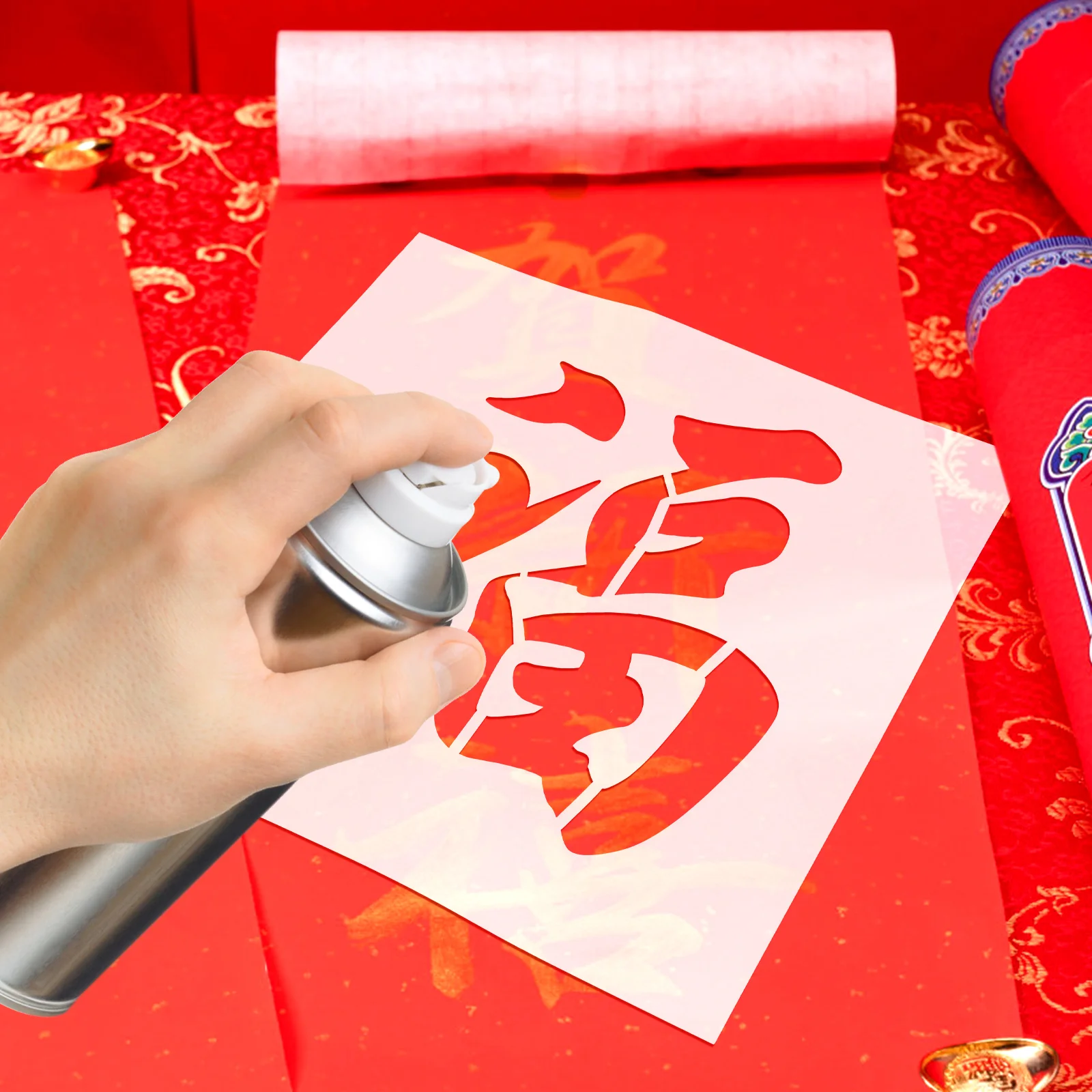 

Fu Word Stencil 40x40cm Reusable Spray Painting Template for Wood Signs Crafts Home Decor New Year Party Art Stencils Wall
