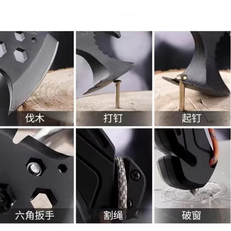 Multi Functional Outdoor Camping Site, Nail Hammer, Fire-fighting Equipment, Self-defense, Mountain Cutting, Tactical Axe