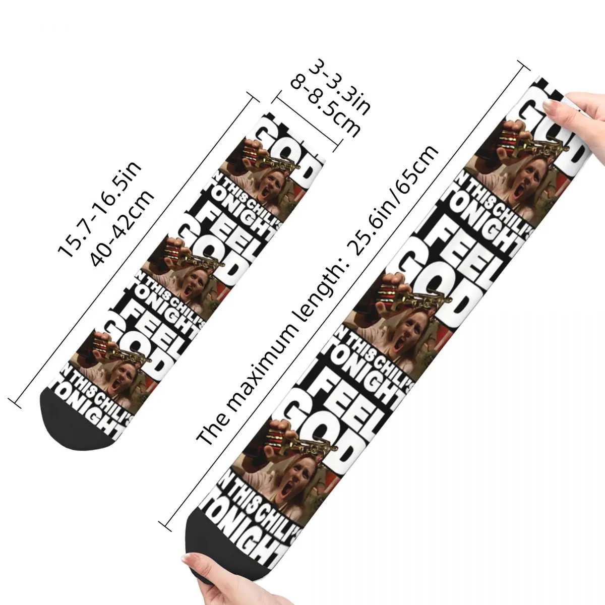 Funny Crazy Sock for Men I Feel God Pam Beesly Vintage The Office TV Breathable Pattern Printed Crew Sock Novelty Gift