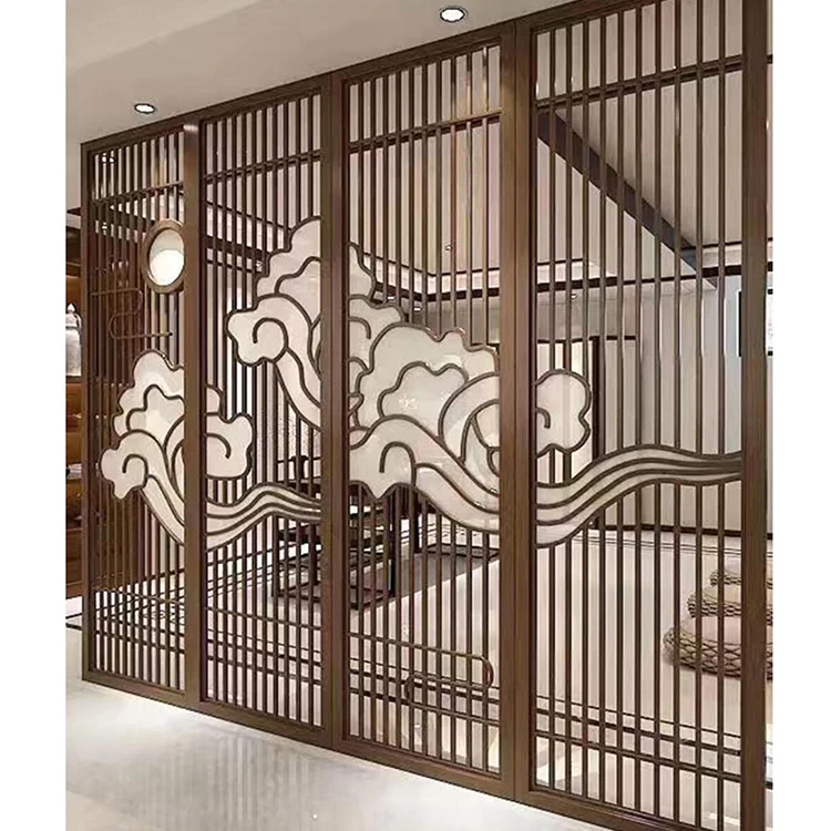 Good Quality Office Privacy Screen Frame Glass Panel Divider With Art Deco Design Made Of Metal