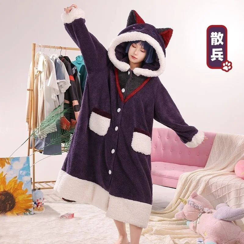 Anime Pajamas Set Zhongli Xiao Ganyu Yae Miko Kaeya Raiden Baal Scaramouche Wanderer Cosplay Costume Blanket Sleepwear Christmas