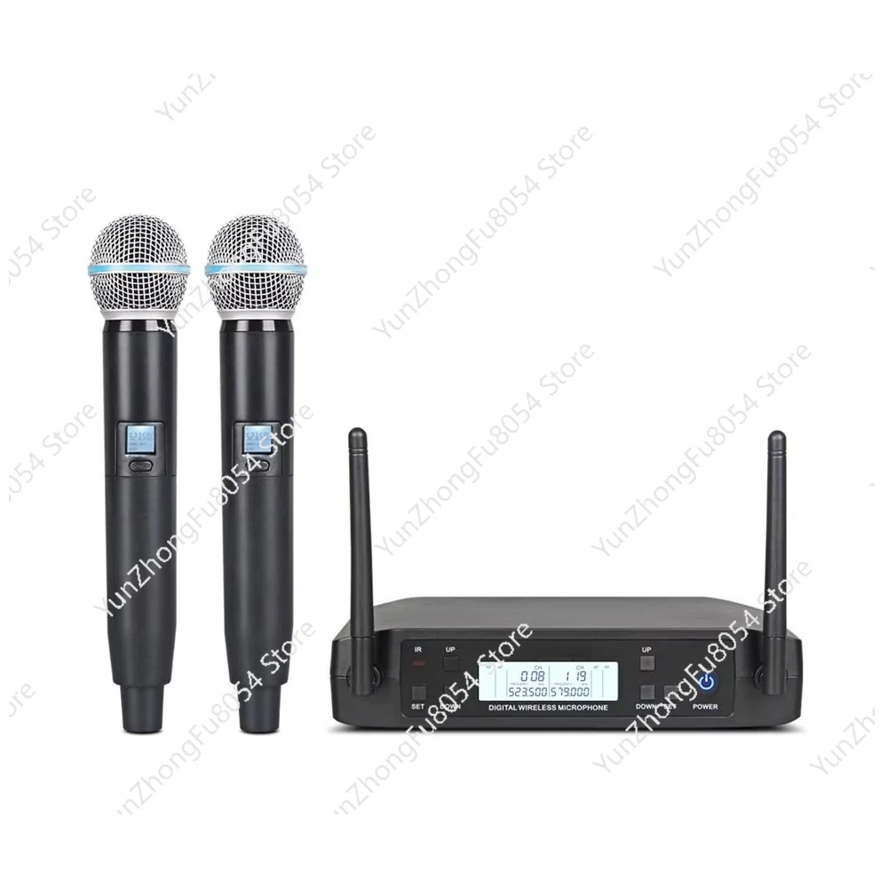 GLXD4 Dynamic Wireless Microphone System 2-Channel UHF Wireless Microphone for Professional Karaoke KTV Parties