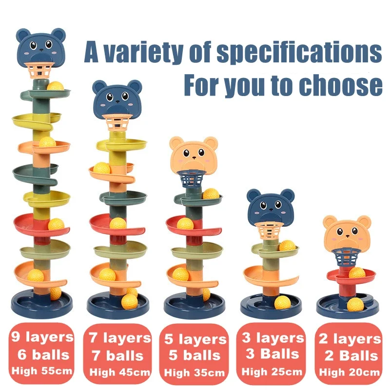 Baby Rotating Track Stacking Montessori Rolling Ball Tower Toys Early Parent Child Education Interactive Children's Toy Gifts