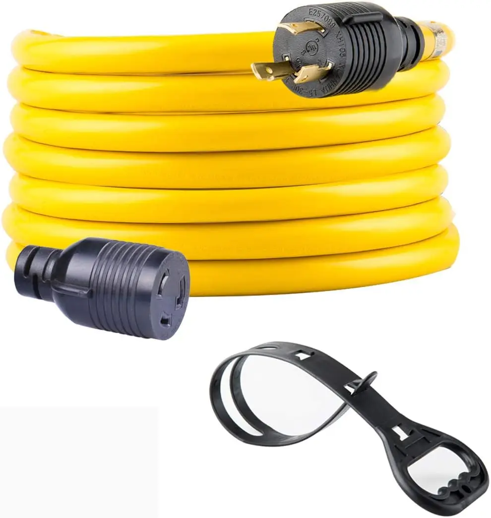 100FT Heavy Duty 3 Prong Generator Locking Power Cord NEMA L5-30P/L5-30R,10 Gauge SJTW Cable