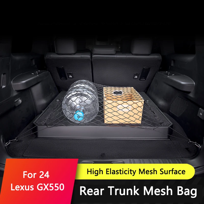 TIAJIAN Car Storage Net Stretchable Mesh Pocket Net Magic Elastic Nylon Rear Mesh Trunk Bags Auto Organizer For Lexus GX550 2024