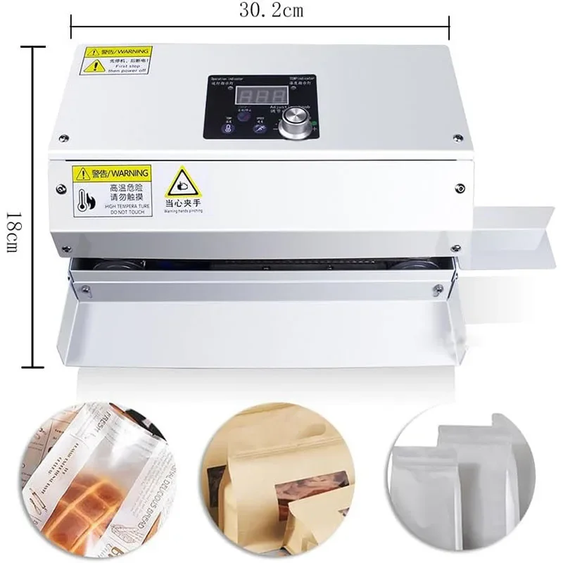 for Continuous Band Sealing Machine Heat Sealer Temp Speed Adjustment Automatic Portable Mini Sealing Machine Snack Plastic Bag