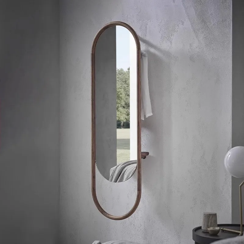 

Nordic Japanese style solid wood full-body mirror bedroom North American black walnut entrance wall hanging wall-mounted
