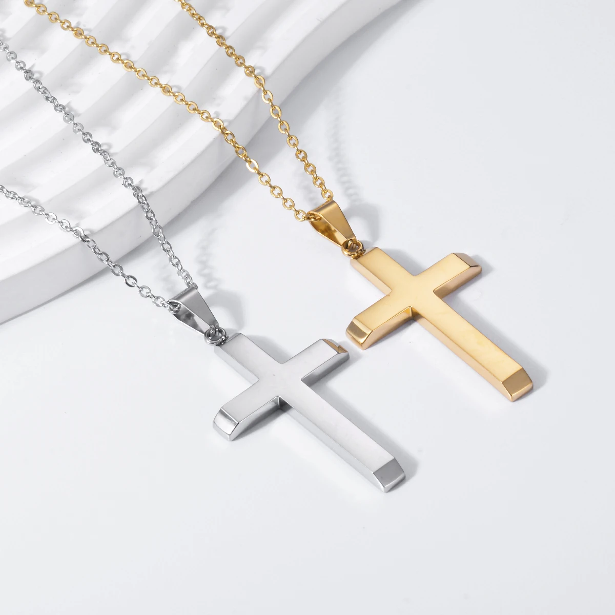 Stainless Steel Simply Religious Cross Pendant Necklace For Women Men Friends Fashion Jewelry Gift