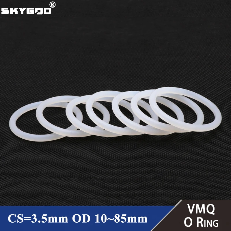 

10Pcs VMQ O Ring Gasket CS 3.5mm OD 10 ~ 85mm Waterproof Washer Silicone Rubber Insulate Round O Shape Seal White Food Grade
