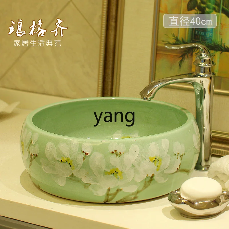 

LMM Bathroom Basin Round Countertop Basin Art Basin Washstand for Home Use