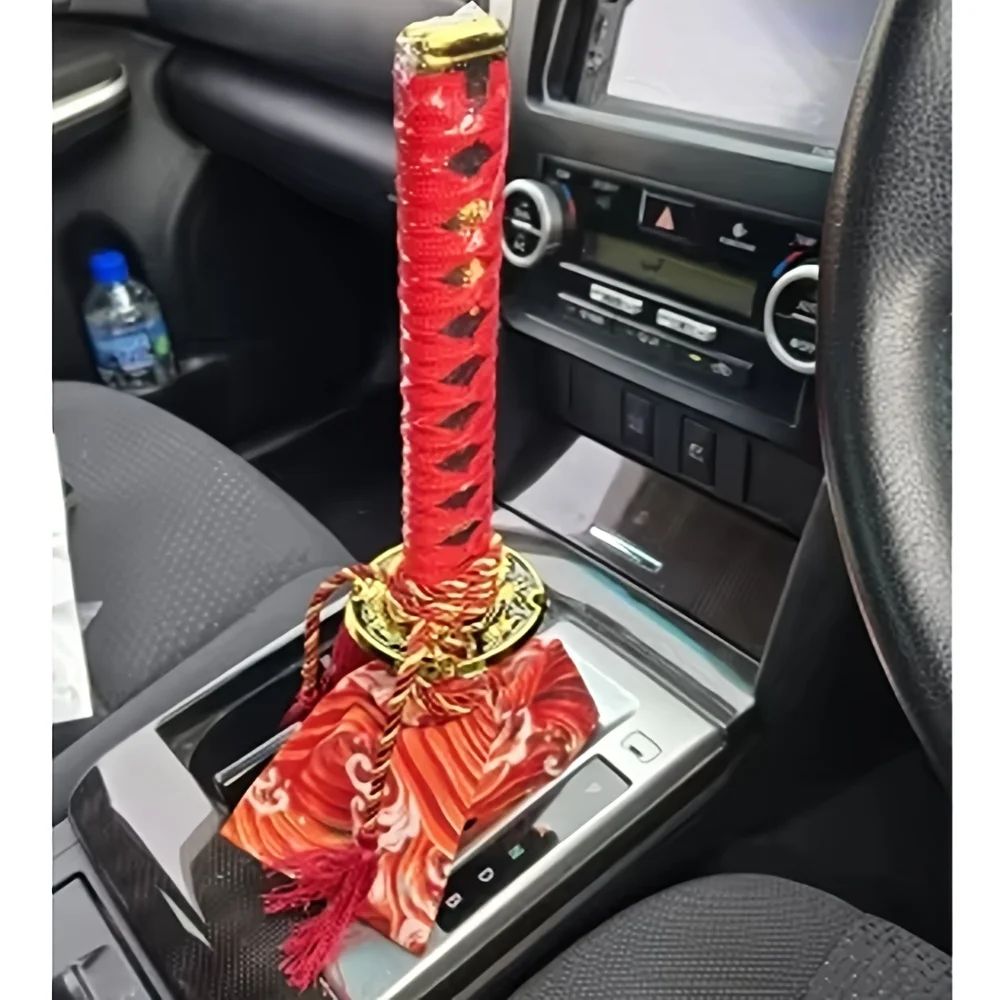 Uniwersalne osłony przeciwpyłowe na gałkę zmiany biegów z adapterami, z gałką zmiany biegów w kształcie miecza JDM Katana Samurai o długości 150 mm/200 mm, dźwignia zmiany biegów samochodowa. — zdjęcie 4