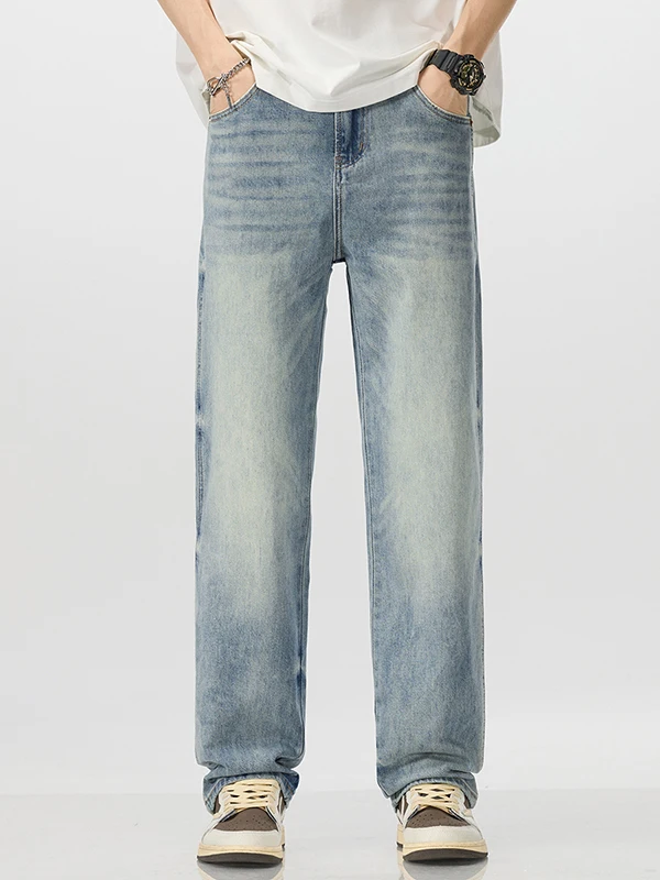 

High-End American Retro Men's Jeans Loose Straight Leg Wide Leg Pants 2025 New Casual Versatile Long Trousers