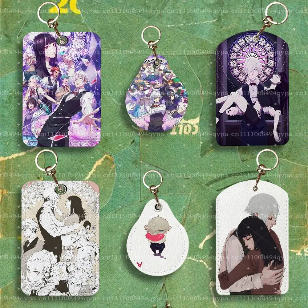 D-Death Parade DP Decim Leather 2 Sided ID Card Holder with Keychain Executive Protection For Bank Credit Subway Bus Case