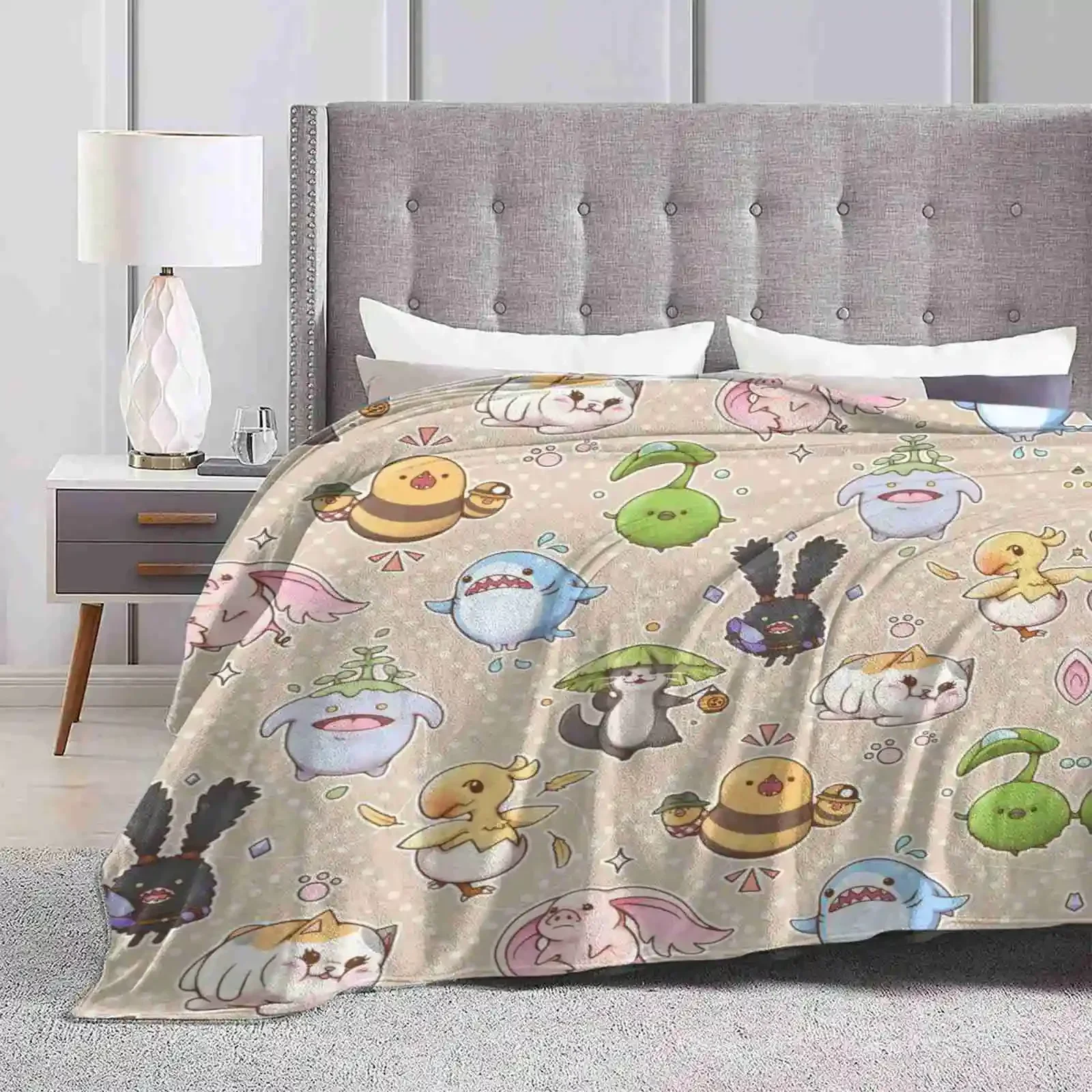 Friends Aplenty Trend Style Funny Fashion Soft Throw Blanket Ffxiv Ff14 Fat Cat Spriggan Odder Otter Final Fantasy Korpokkur