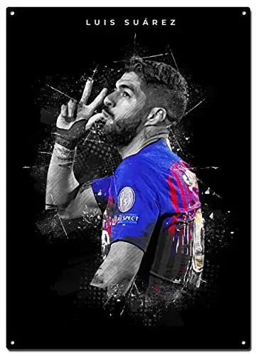 STYSLS Luis Suarez Metal Tin Signs, Football Abstract Art Poster, Decorative Signs Wall Art Home Decor