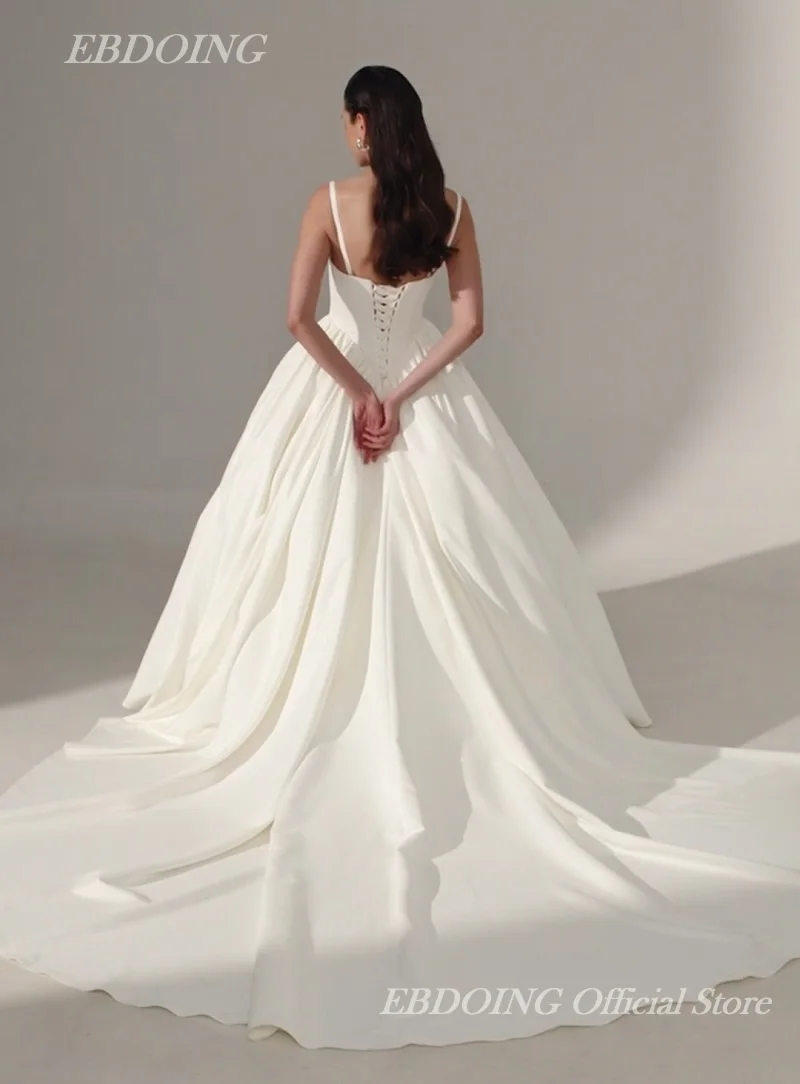 EBDOING Wedding Dress Ball Gown Square Collar Neckline Sleeveless Basque Customized Bride Gown Vestidos De Novias