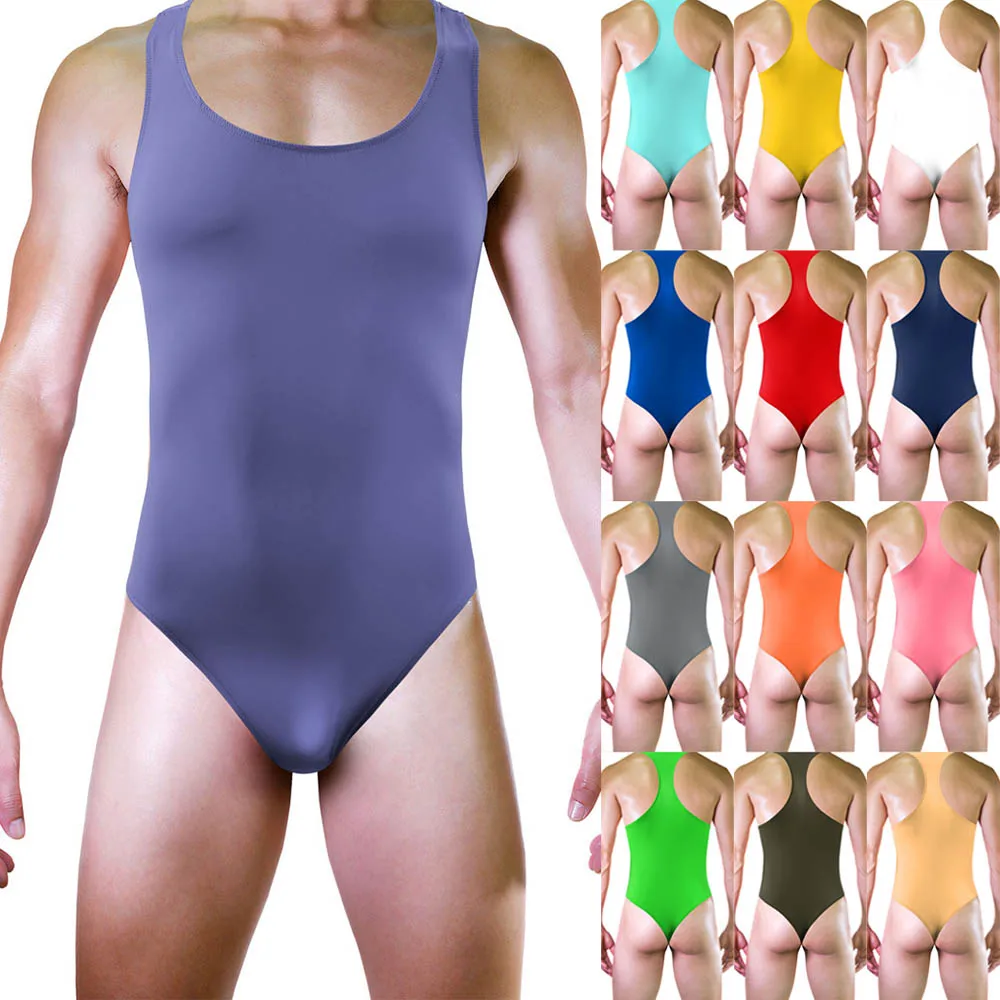 Mens Ice Silk Backless Singlet Jockstrap Bulge Thong Bodysuit Jumpsuit Underwear Sexy See Through Comfortable