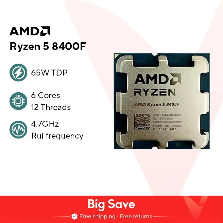 

США.EU Новый процессор AMD R5 8400F Ryzen 5 8400F, 6 ядер, 12 потоков, 4,2 ГГц, настольный компьютерный процессор с разъемом AM5