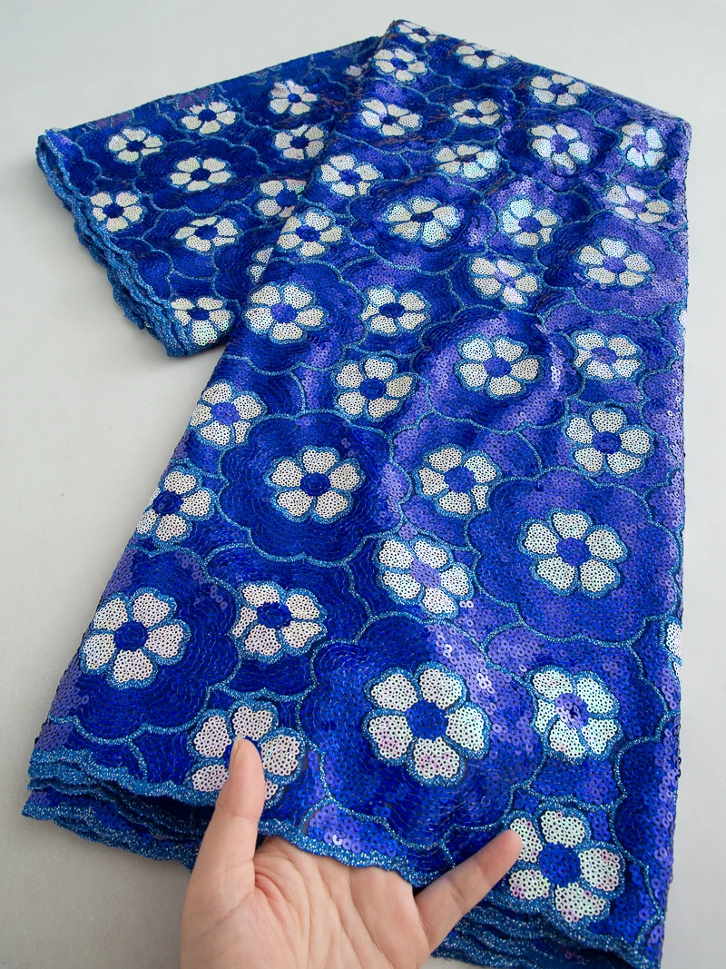 2025 Latest Design African Velvet Lace Fabric Nigerian Sequins Embroidery Lace Fabric High Quality For Wedding Party Dress,5yard