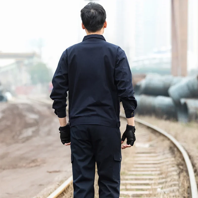 Worker Plumber Sailor Military Army Men's Long-Sleeved Work Wear Clothes Workshop Top and Pants Uniform Welding Jacket