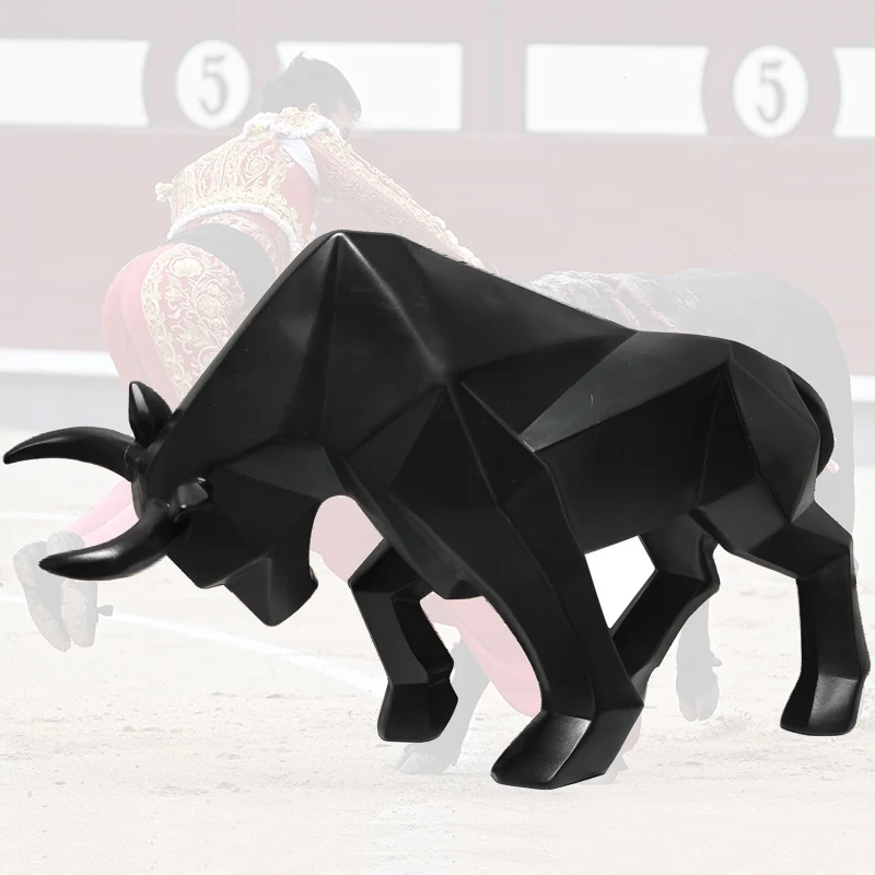 

Современная геометрическая фигурка быка из смолы, 33 см, статуя любителей быков, офисное украшение для дома, украшение, скульптура, абстрактная