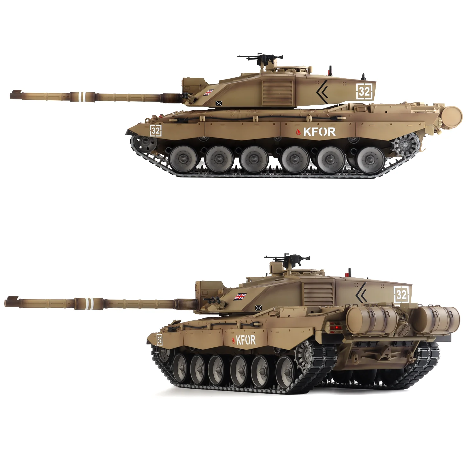 Heng Long rc tank 1/16 British Challenger2 tank Model(Metal Rubber-coated Track)(Metal Road Wheel & Gun canal)(360°Rotate Turret