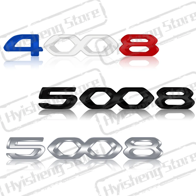 Metal Car Styling For New Peugeot 2008 3008 4008 5008 Tricolor Blue White Red Sticker Front Hood Badge Rear Trunk Body Emblem