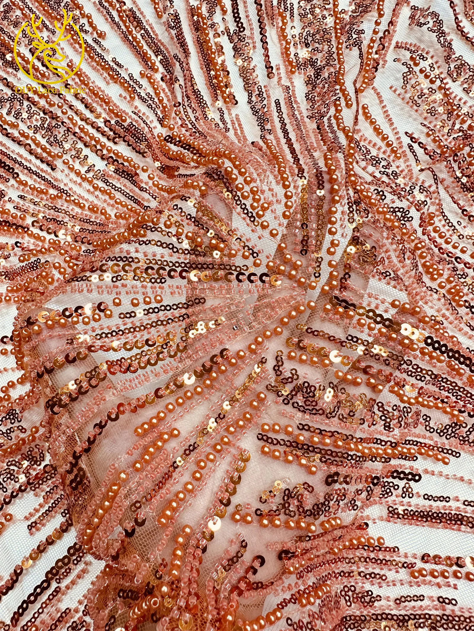 Afrikanischer Perlen-Spitzenstoff 2026 Heißer Verkauf Nigeria Französischer Tüll-Pailletten-Spitzenstoff für Party-Abendkleid-Nähmaterial 5 Yards – Detail 8