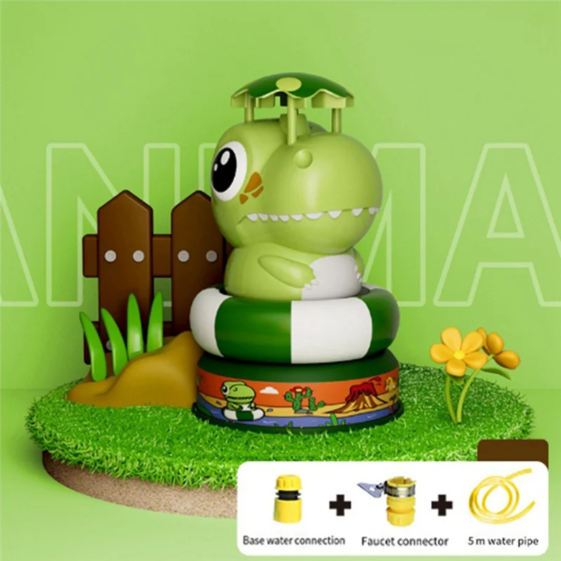 A63T-Outdoor Water Sprinkler For Kids Dinosaur Cartoon Animal Water Sprinkler Rotating Flying Water Spray Durable