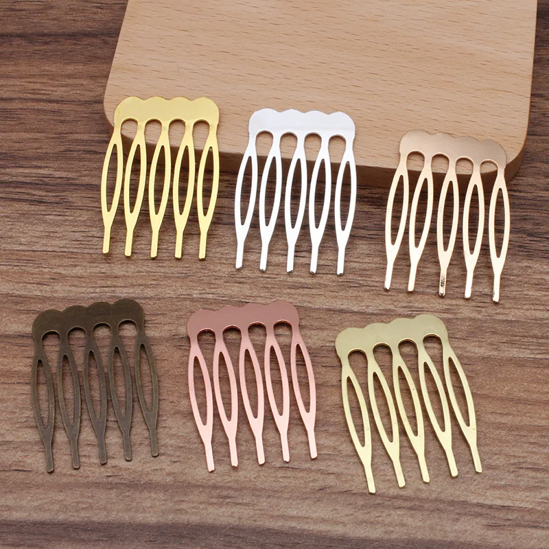 BoYuTe (20 Pieces/Lot) 5 Teeth Brass Hair Comb Blanks Metal Hair Combs Base DIY Hair Accessories Making Findings