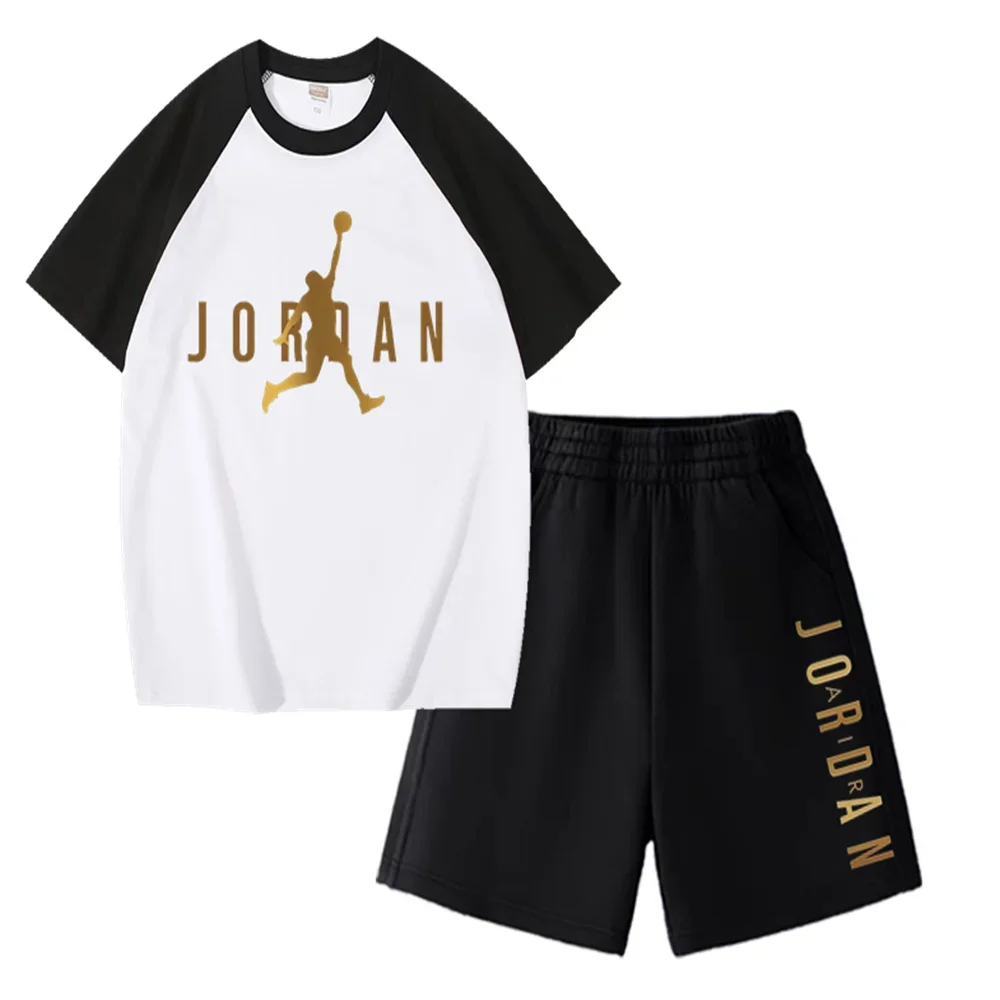 

A Luxury Brand Children's 100% Cotton Comfortable, Breathable, Casual and Fashionable Outdoor Street T-shirt and Shorts Set
