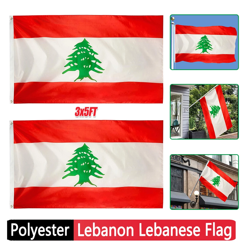 3x5FT Creative Lebanese Flag Car Sticker Polyester Indoor Outdoor Hanging Flag 90*150cm Republic of Lebanon Lubnan Flag