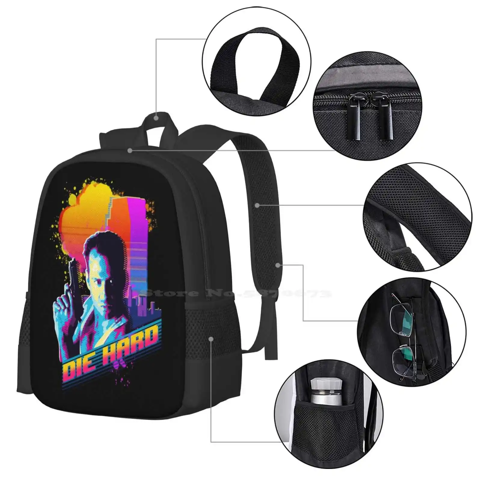 Mochilas macias ao vivo para adolescentes escolares e meninas, Die Hard Travel Bags, 80S Action Movie, John Mcclane 90S Action, Bruce Willis