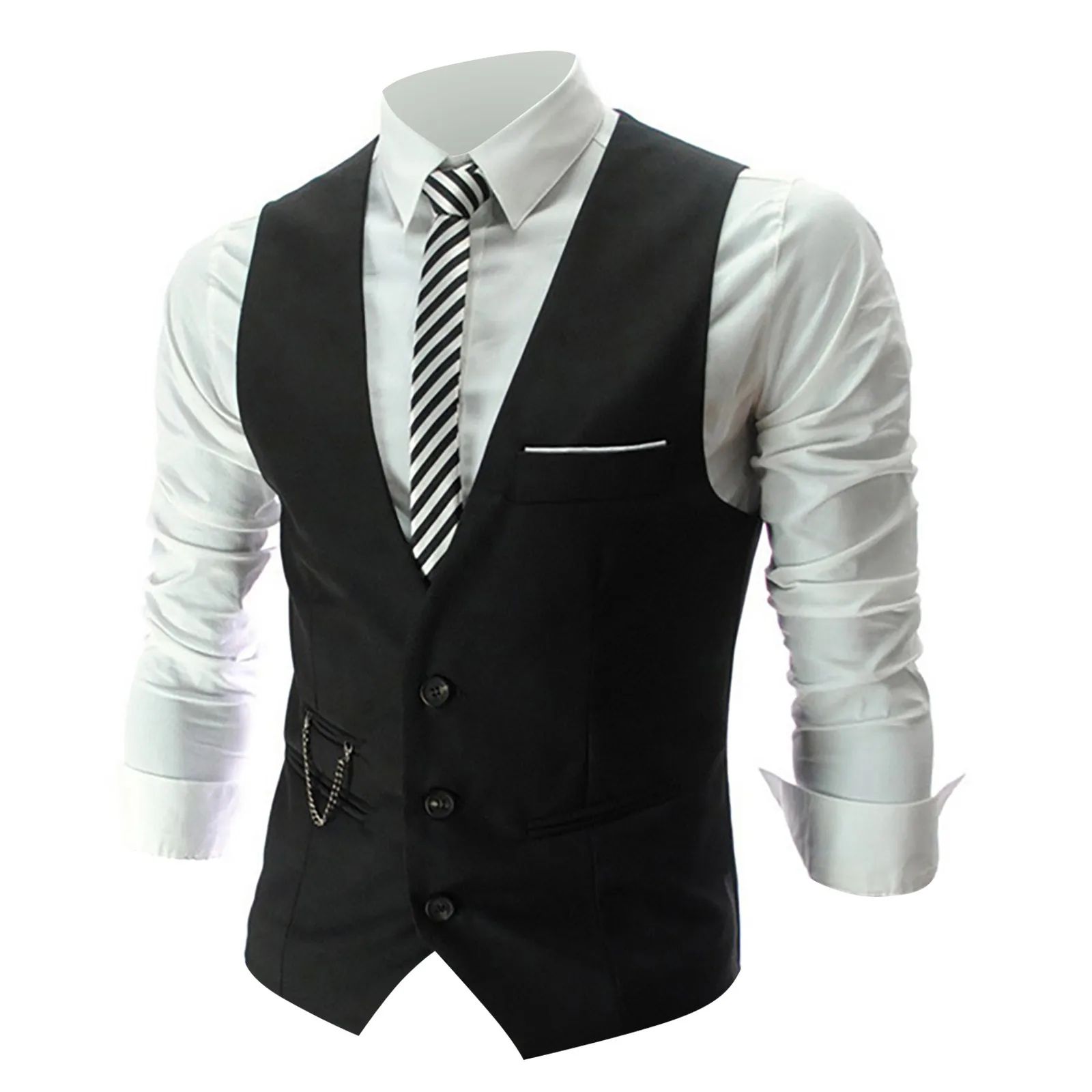 Men Suit Vest Business Leisure British Gentleman Single Breasted Waistcoat Casual Tuxedo Jacket Groomsmen Wedding Formal Gilet