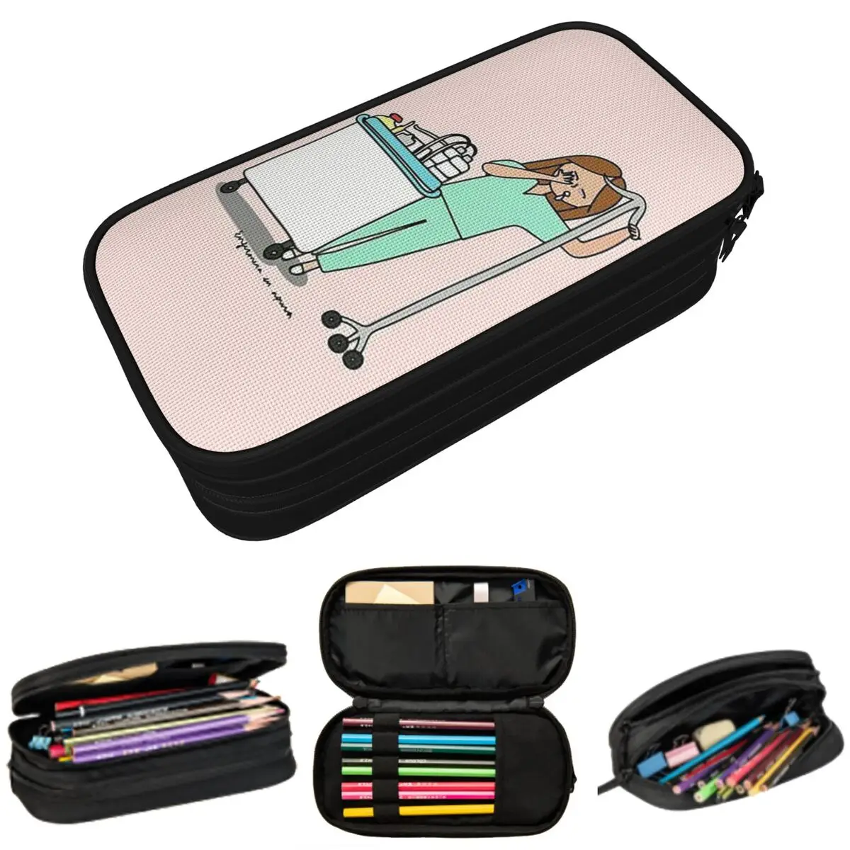

Enfermera En Doctor Nurse Medical Pencil Case for Studen School Pen Box Pencil Bag Stationery Supplies Pen Holder Bag