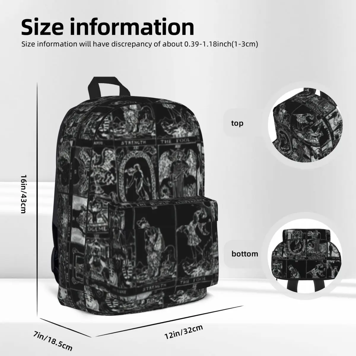 Major Arcana Tarot Backpack Silver and Black Style Backpacks Girl Outdoor Breathable School Bags Designer Rucksack