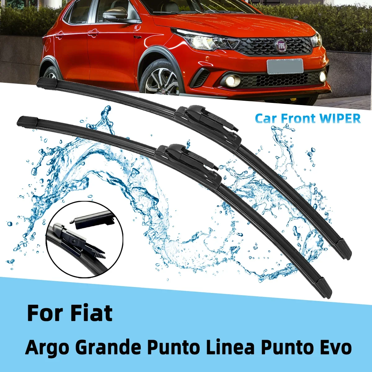

Front Wiper Accessorie Double Rubber Car Wipers for Fiat Argo Grande Punto Linea Punto Evo 2005-2023 Wipers Brushes New Upgraded