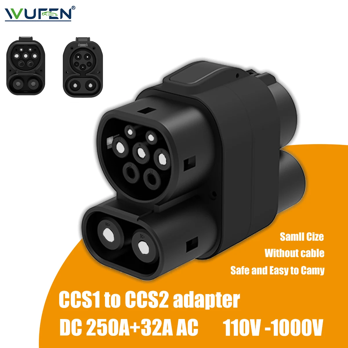 

WUFEN 250A+32A CCS1 Charger to CCS2 EV CCS1 to CCS2 Electric Vehicle Charger AC 7KW Type1 to Type2 DC Fast Ev Charging Adapter