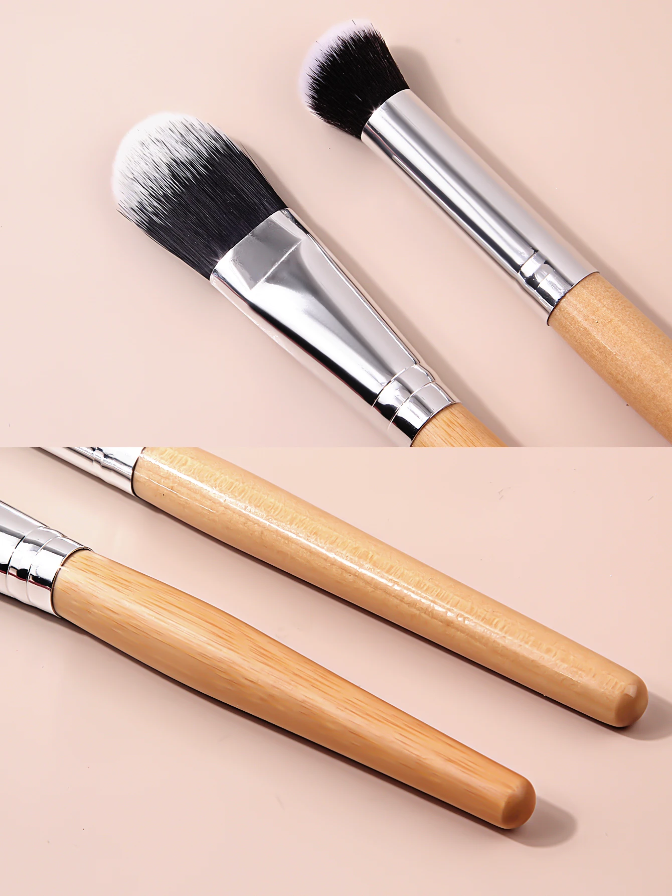 초보자용 나무 손잡이 더블 헤드 마스카라 브러시, 아이섀도우 브러시, 파운데이션 브러시, 다기능 메이크업 브러시 도구, 3 개