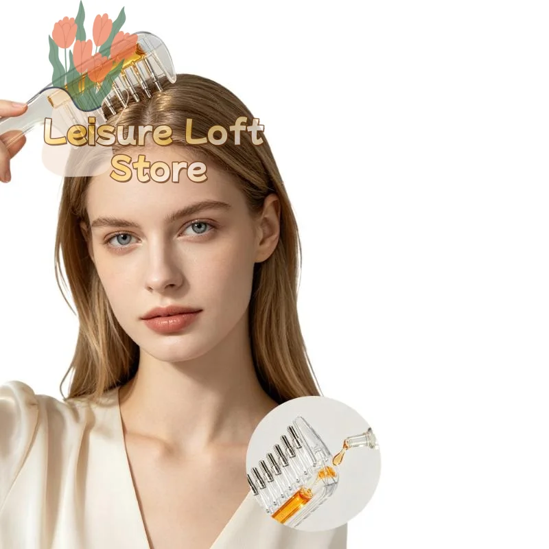Built-In Liquid Essential Oil Massage Comb Transparent Unisex Scalp Applicator for Gentle Hair Growth Promotion