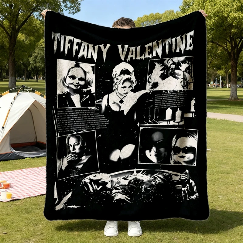  Tiffany Valentine Horror Character Warm Blanket, Halloween Movie Soft Blanket, Spooky Season Comfy Blanke